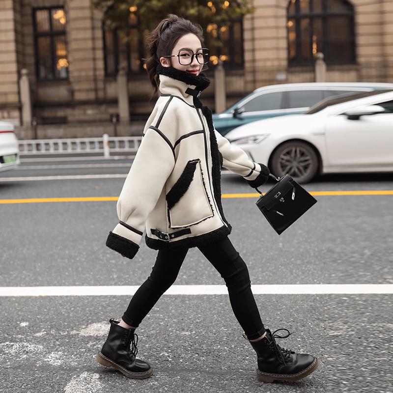 女童加绒加厚大童女孩冬装外套