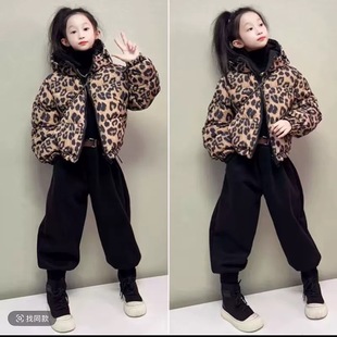 女童冬季羽绒棉服2025新款洋气时髦双面穿中大童连帽短款棉衣外套