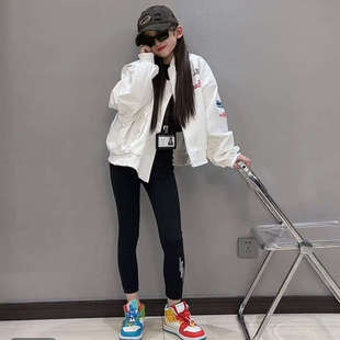 女童外套春款2025新款春儿童棒球服夹克女孩上衣宽松时髦潮瑜伽裤