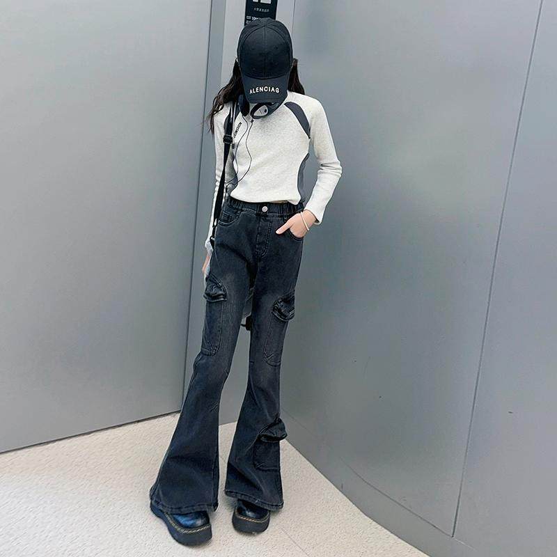 女童秋冬工装牛仔裤2025新款儿童洋气炸街女孩加绒喇叭裤中大童潮,童装/婴儿装/亲子装,裤子,淘宝优惠券,粉丝福利购,淘宝优惠卷