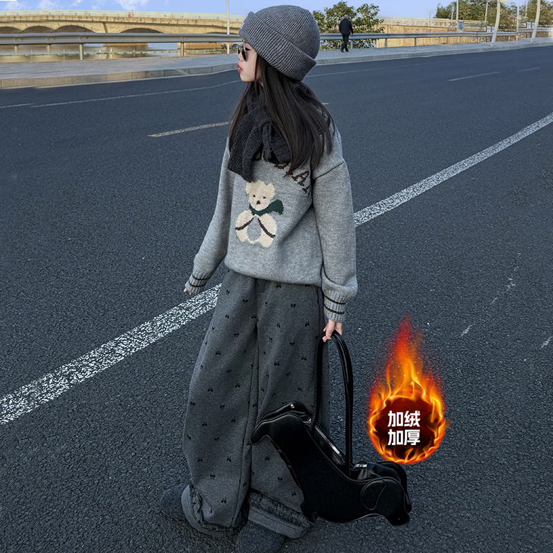 加绒针织衫套装冬季2025新款