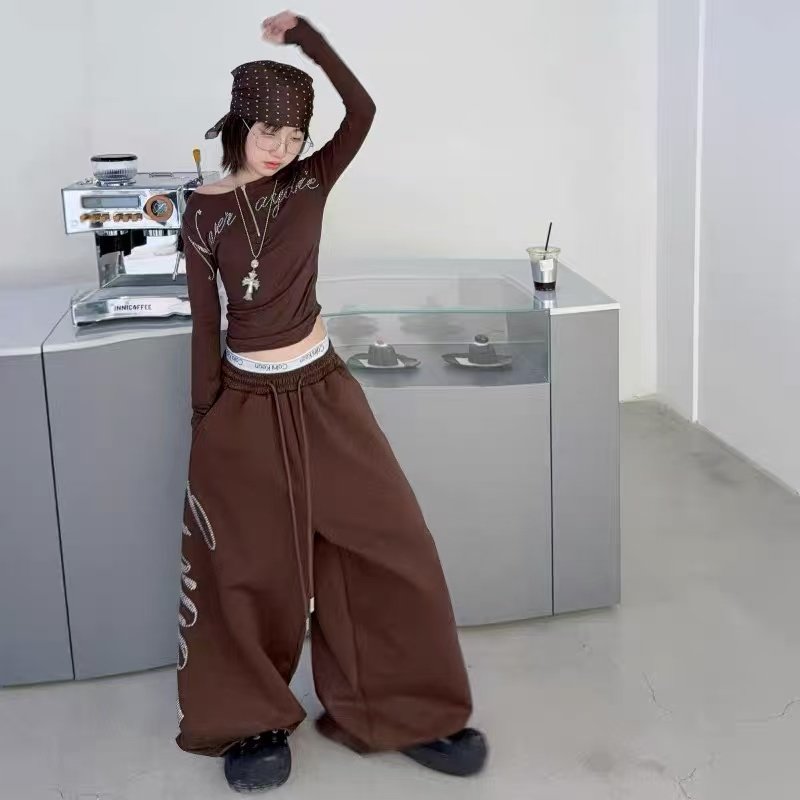 美式儿童街舞烫钻阔腿裤女童爵士舞演出服个性宽松休闲裤套装,童装/婴儿装/亲子装,套装,淘宝优惠券,粉丝福利购,淘宝优惠卷