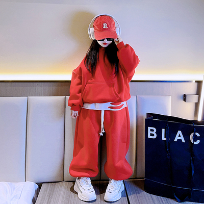 女童加绒套装秋冬款2025新款卫衣