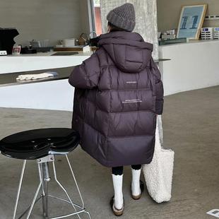 女童冬季长款过膝白鸭绒羽绒服中大童初中生时髦洋气儿童冬装外套