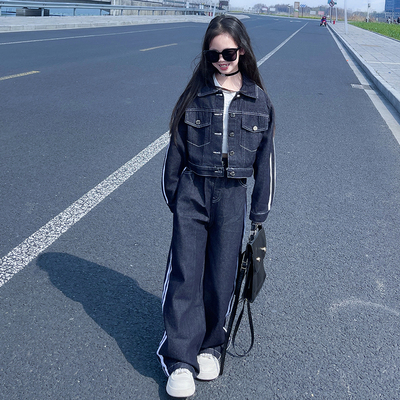 女童牛仔套装春秋装2026炸街春季新款中大童时髦洋气儿童开春穿搭