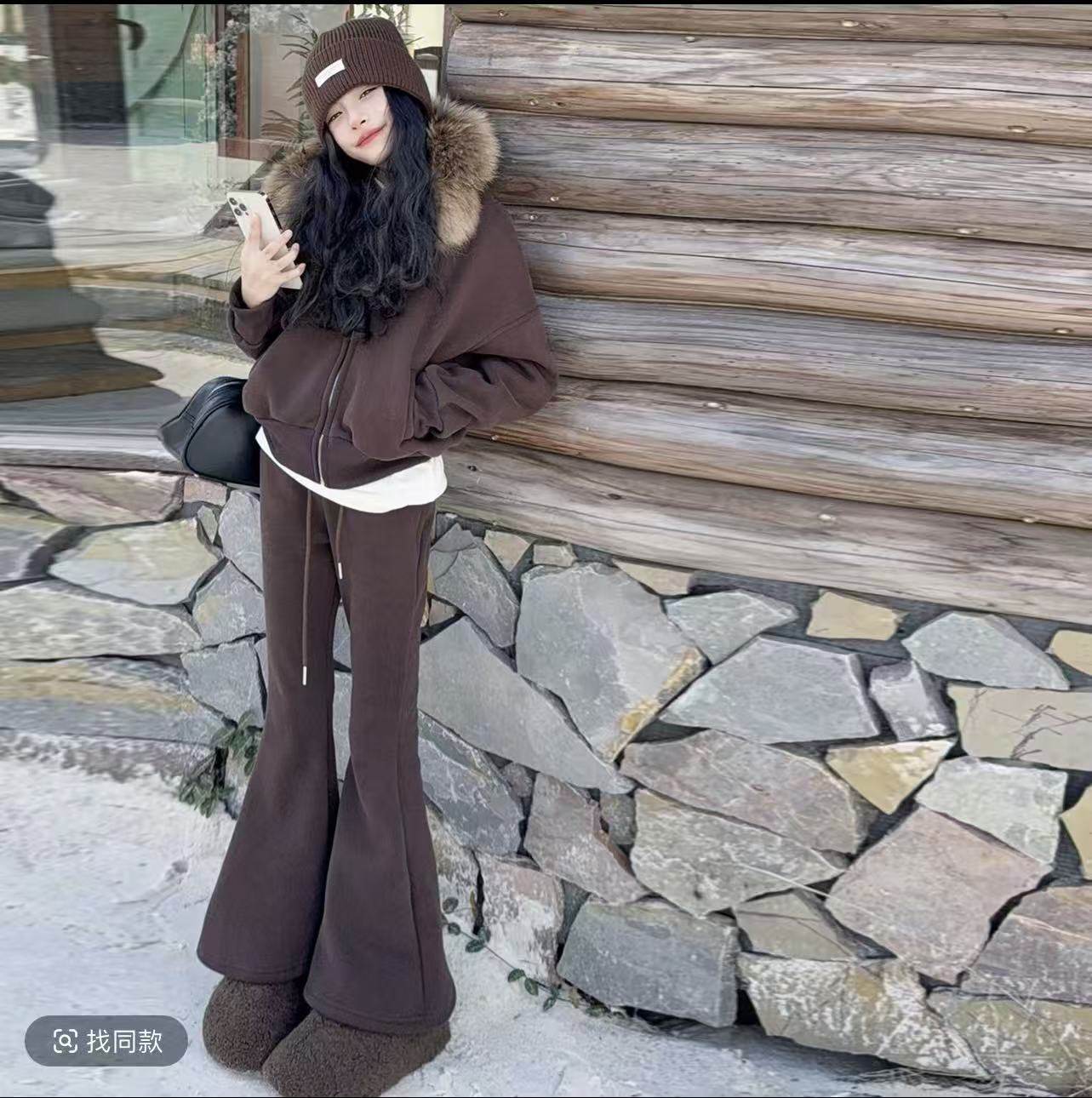 女童加绒琥珀流光大毛领外套喇叭裤子两件套装2025秋冬装,童装/婴儿装/亲子装,套装,淘宝优惠券,粉丝福利购,淘宝优惠卷