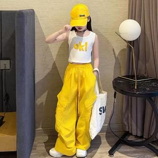 女童爵士舞背心夏季2025新款时髦洋气儿童舞蹈薄款套装街舞演出服
