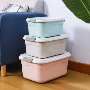 收纳箱塑料衣服整理箱子有盖手提储物箱特大号家用玩具零食收纳盒