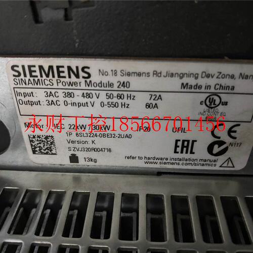 议价6SL3224-0BE32-2UA0 西门子G120变频器22KW现货9成新 测试￥