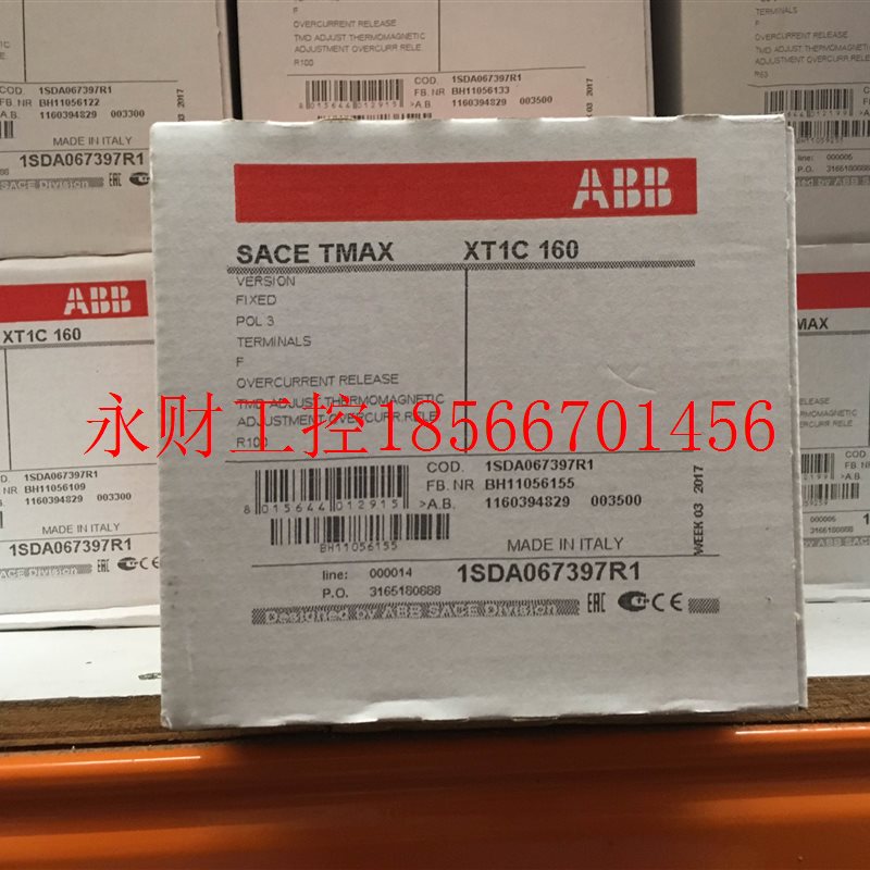 议价全新原装正品ABB塑壳开关元件,XT1C160 TMD100 3P/4P￥