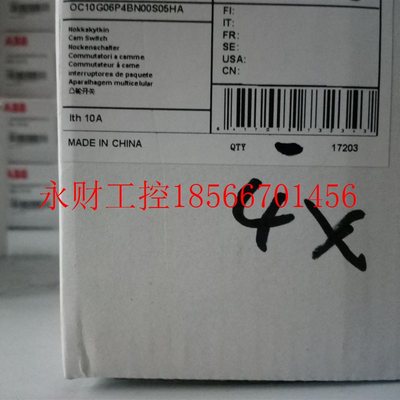议价ABB原装正品凸轮开关,OC10G06P4BN00S05HA;订货号25006￥