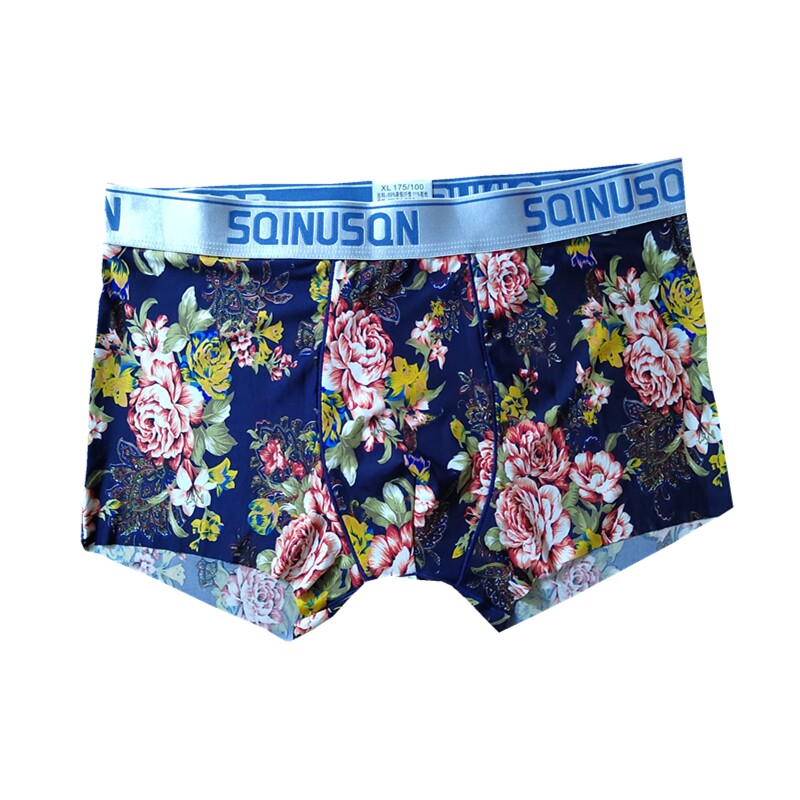 元冰丝男士内裤玫瑰花男生四角内裤个性底裤男大码