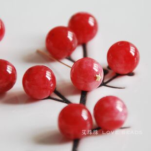 红白樱桃红玉髓散珠子DIY手工串珠自己做首饰手链项链