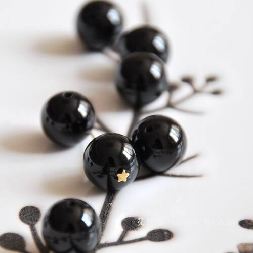 天然AAA级黑玛瑙散珠子4mm6mm圆珠diy佛珠手链手工串珠材料配件