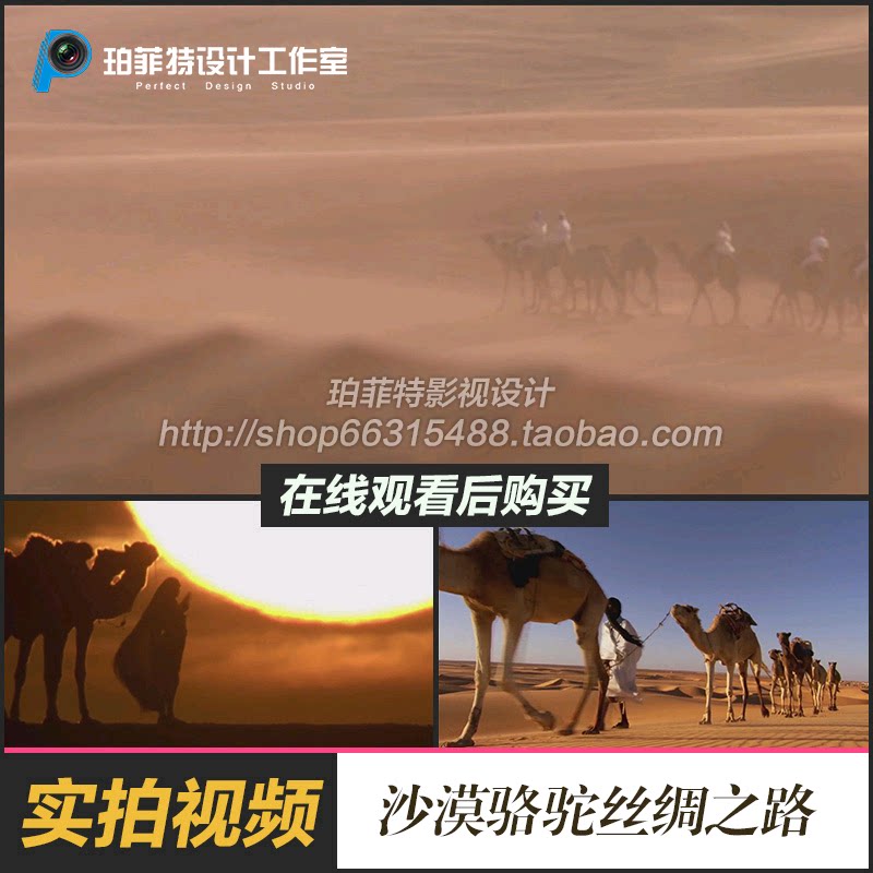 沙漠骆驼行进丝绸之路视频素材实拍沙丘戈壁荒漠商队远行跋涉交易