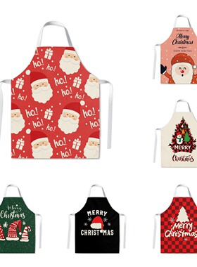 圣诞老人跨境布艺围裙可爱卡通烘焙厨房家居个性创意画画美术礼品