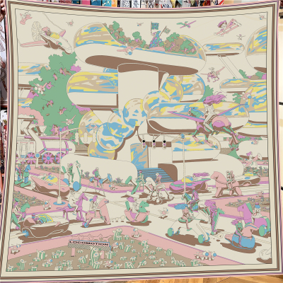 新款字母咖啡色春秋卷边大披肩