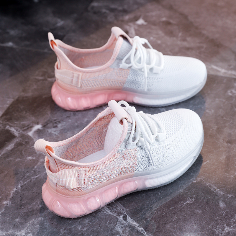 飞织运动鞋女2023秋季新款女鞋网面爆米花鞋子女透气休闲跑步鞋子