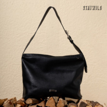 STAYWILD 【竹简纪】真皮牛皮HOBO斜挎包男大容量皮质斜挎流浪包