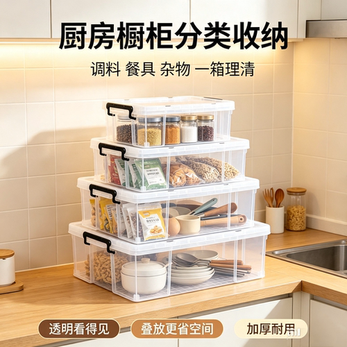 PP食品级加厚带盖长方形收纳箱