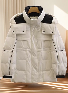 专柜价1949【韦】鸭绒韩版立领连帽宽松保暖羽绒服25冬新款外套女