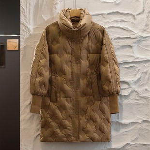 【柚】90鸭绒！立领格纹宽松保暖羽绒服007品牌折扣店25冬外套女
