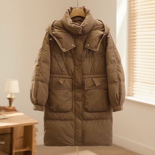 【柚】90鸭绒！韩版连帽宽松保暖羽绒服007品牌折扣店25冬长外套
