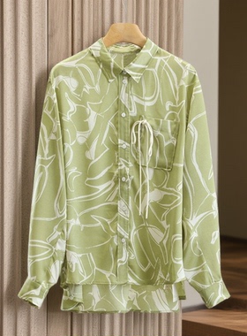 专柜价499【DS】时尚花纹通勤风宽松显瘦衬衫品牌撤柜25秋上衣女