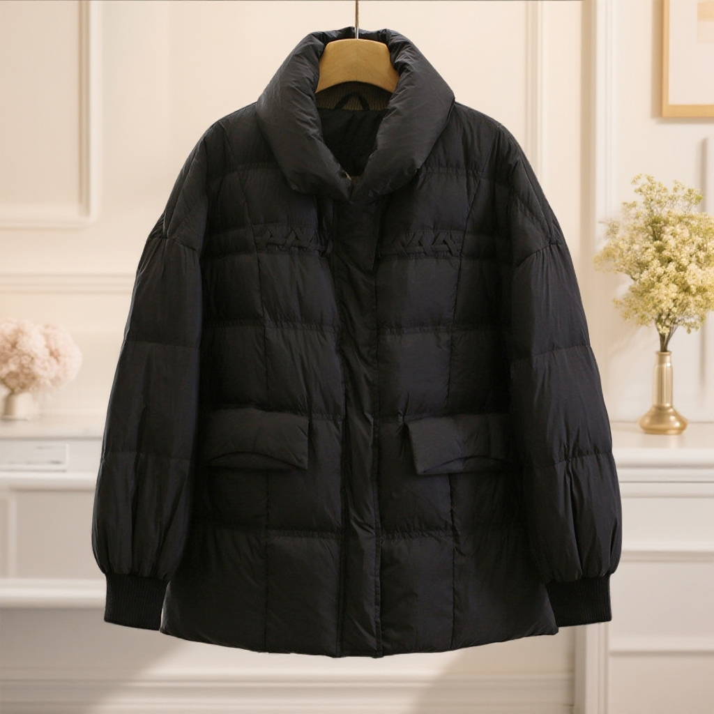 【S彩】90白鸭绒！简约立领宽松保暖羽绒服品牌撤柜25冬休闲外套,女装/女士精品,羽绒服,淘宝优惠券,粉丝福利购,淘宝优惠卷