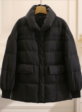 【S彩】90白鸭绒！简约立领宽松保暖羽绒服品牌撤柜25冬休闲外套