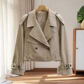 25秋短外套女 小个子气质双排扣显瘦风衣专柜正品 专柜价899 S彩