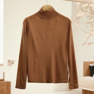 25冬针织衫 专柜价459 显瘦打底衫 48.6%绵羊毛简约半高领修身 伊