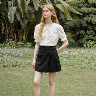 高腰百褶包臀显瘦半身裙007品牌折扣店25秋A字型短裙女 韩版 度