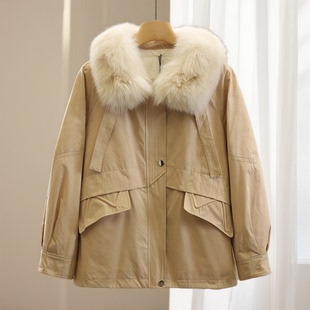 高奢狐狸毛大毛领 90白鸭绒 派克服羽绒服外套 S彩 专柜价2699