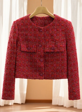 冬装首波【影】16.6%绵羊毛小香风百搭显瘦短外套女品牌撤柜25冬