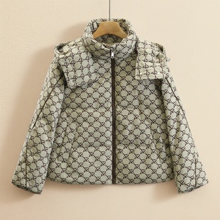 字母格纹连帽羽绒服25冬新款 专柜价1499 时尚 90白鸭绒 外套