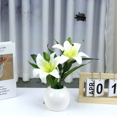 仿真花桌面百合花套装摆件盆景