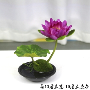 仿真小荷花摆件鱼缸造景假花餐桌摆盘装饰花迷你小盆景供佛花莲花