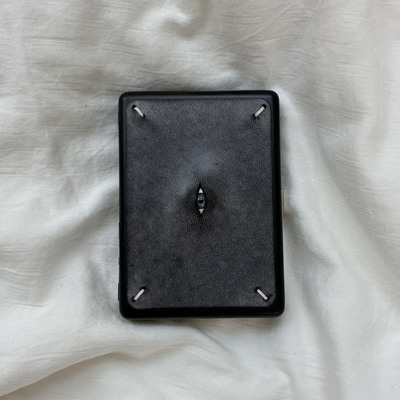 顶男首选皮革金属眼睛烟盒卡片盒