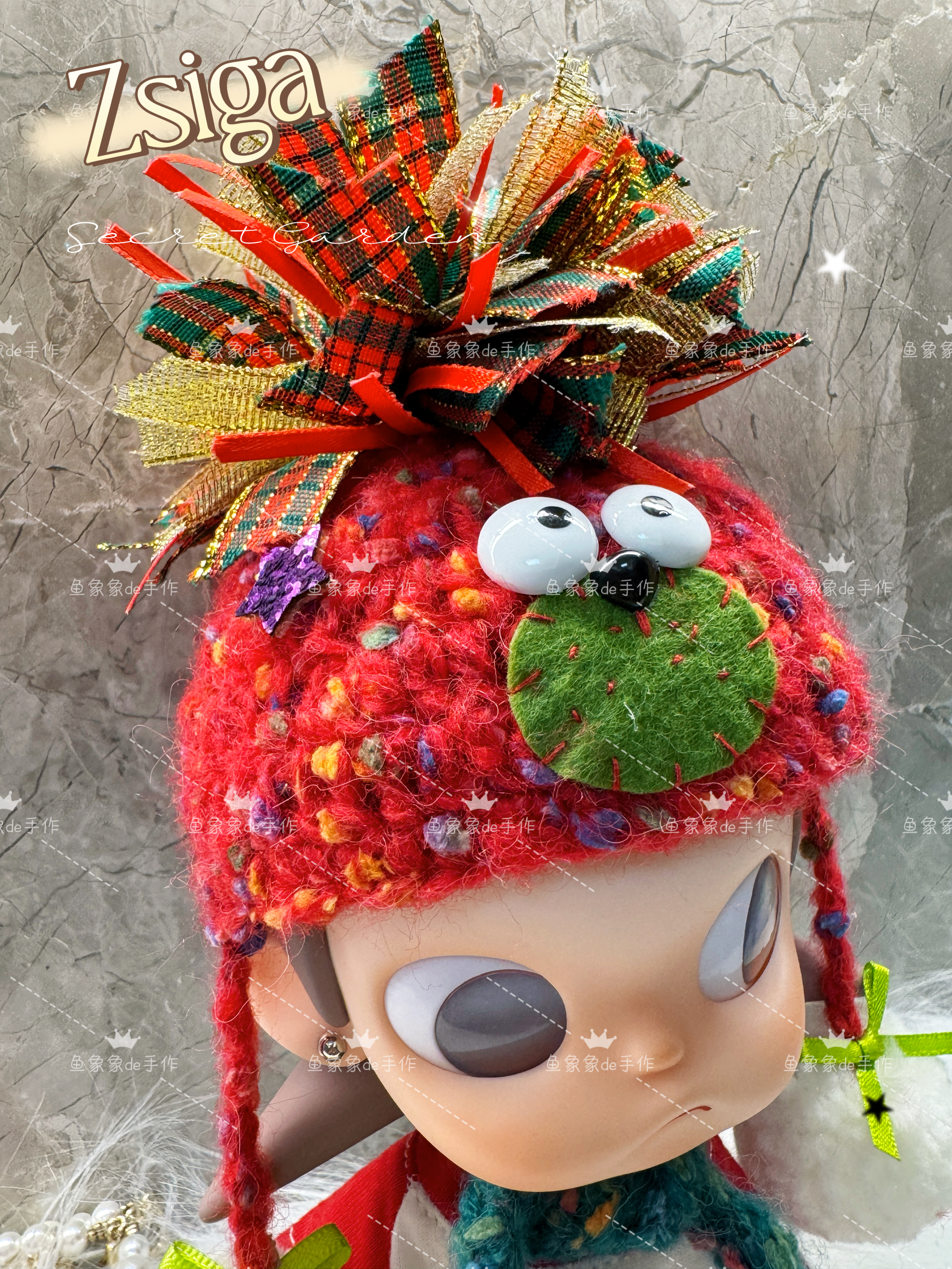 超萌Zsiga嘎子姐可动人偶穿搭娃衣搭配配饰圣诞卡通小表情帽子红