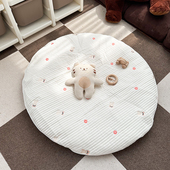 ins新生宝宝爬行垫 加厚刺绣游戏垫儿童房坐垫纯棉地毯圆形可拆洗