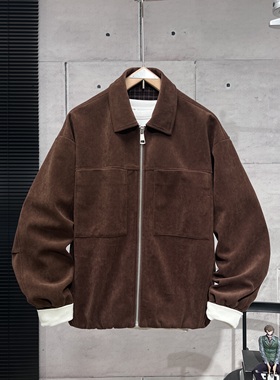 2026春季新款男士灯芯绒拉链夹克时尚百搭休闲上衣防风保暖外套潮