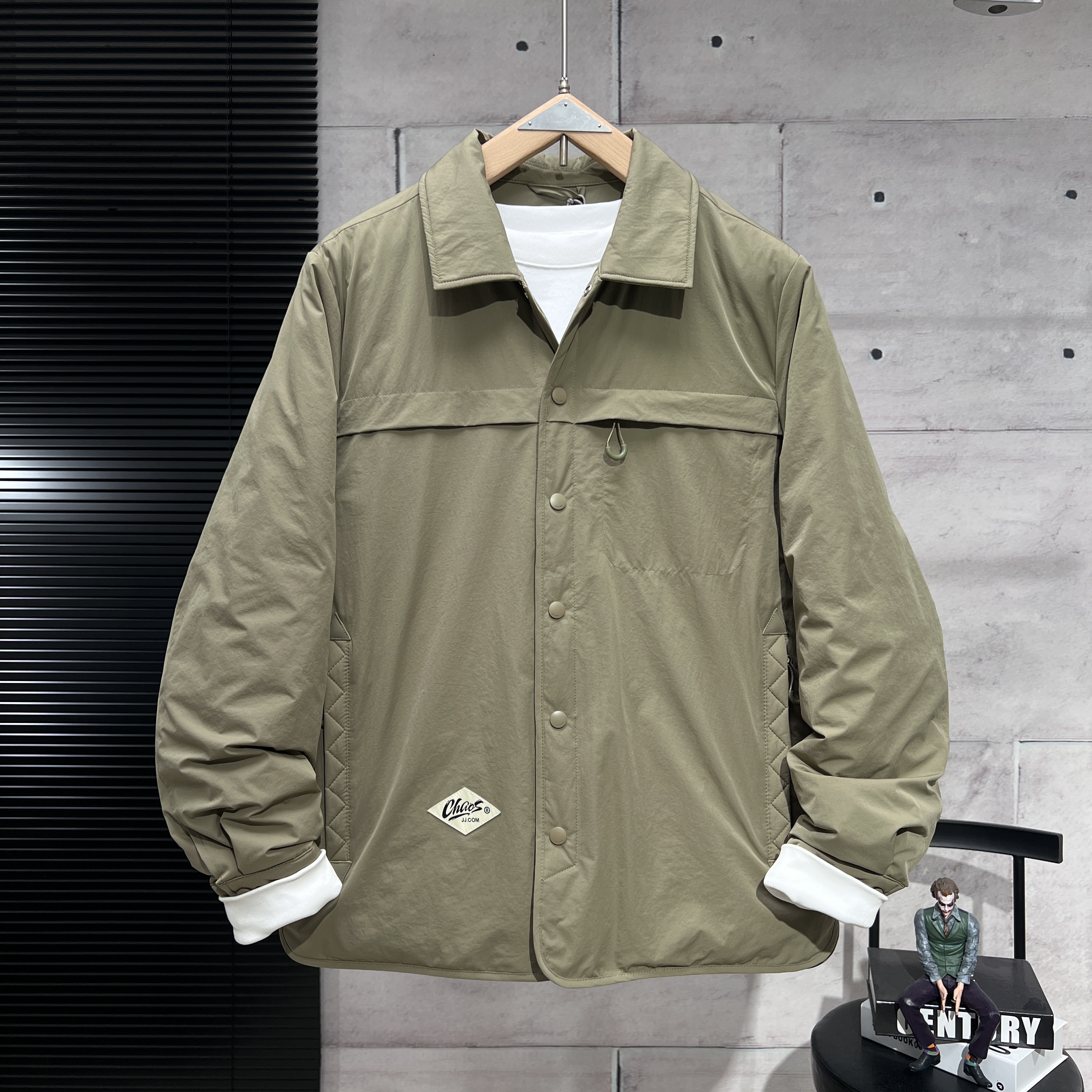 2025新款男士翻领高端轻薄羽绒夹克衬衫外套潮流痞帅工装休闲薄款