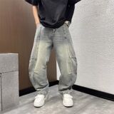 1506-1/KK8801/P54夏季新款拼接直筒宽松牛仔裤男，男装牛仔裤，星座1506-1