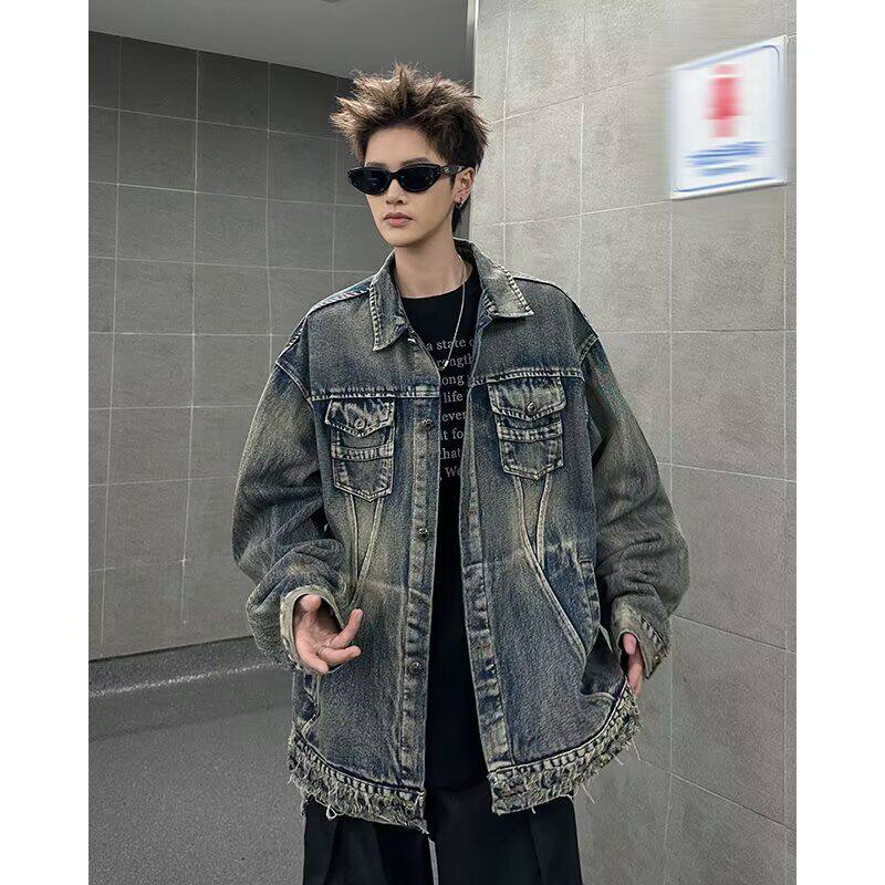 1506-1/JB231/P75牛仔长袖外套男女复古BF翻领夹克百搭外搭上衣潮,男装夹克,星座1506-1