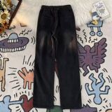 1506-1/K0121/P38个性字母牛仔裤嘻哈ins潮高街潮流痞帅长裤，男装牛仔裤，星座1506-1