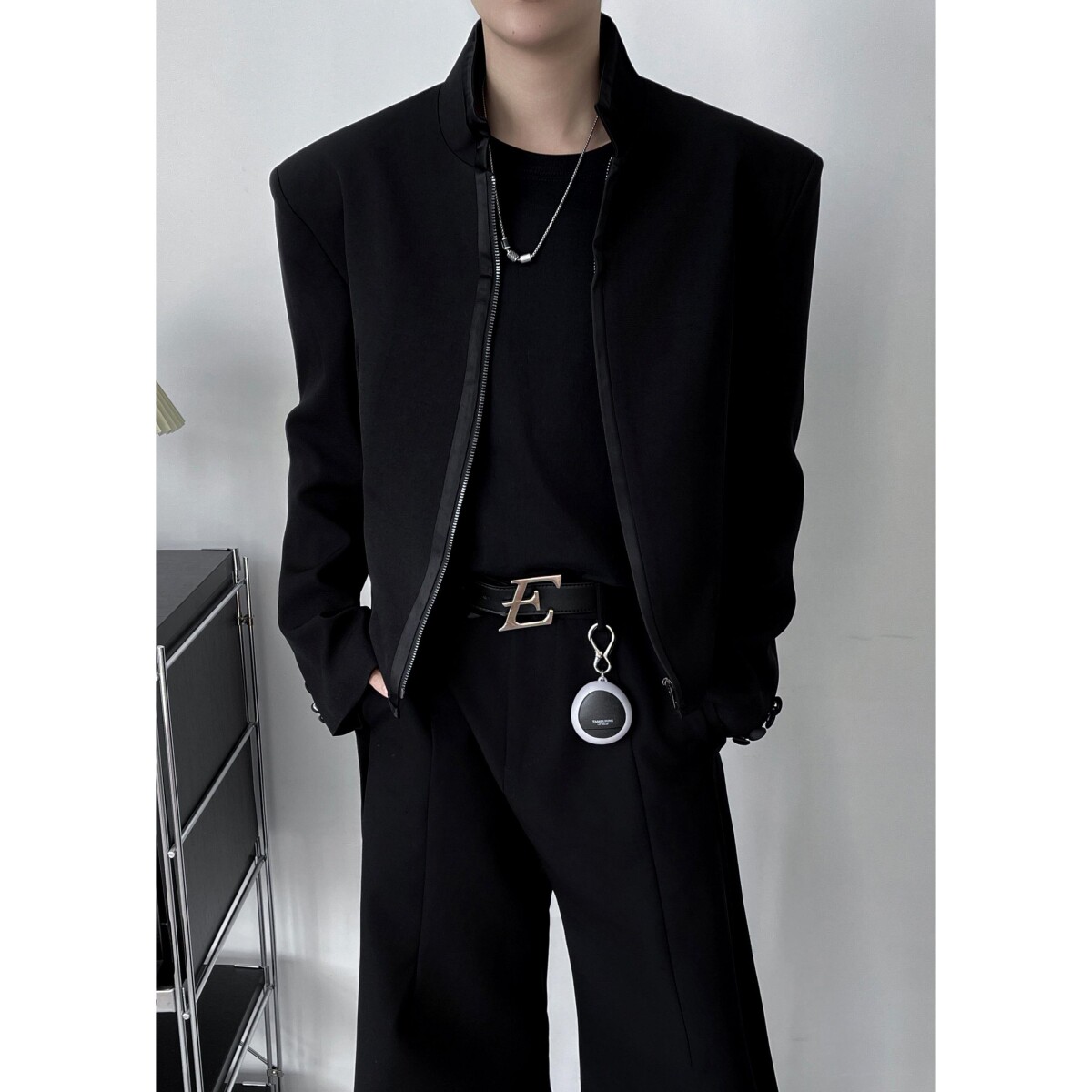 1506-1/XK1111/P75王嘉尔明星同款休闲立领开衫西服潮牌短款外套图片