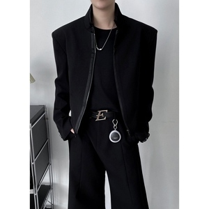 1506-1/XK1111/P75王嘉尔明星同款休闲立领开衫西服潮牌短款外套图片