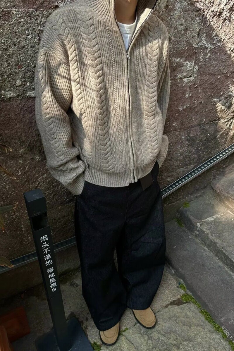 1506-1/MM581/P76怀旧复古麻花拉链针织开衫男士,男装卫衣,星座1506-1