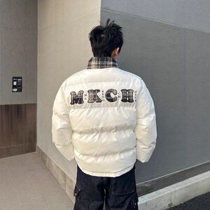 1506/MJK1011/P72假两件美式复古格子拼接刺绣棉衣面包服2图片
